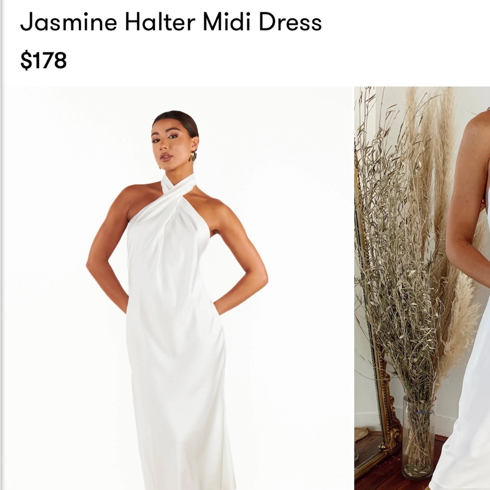 Show Me Your MuMu Jasmine White Halter Midi Dress